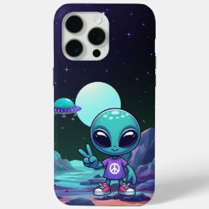 Funda Para iPhone 15 Pro Max Alien y barco espacial por la paz