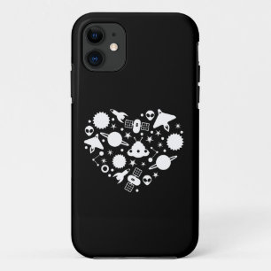 Funda Para iPhone 11 alienígena feliz San Valentín blanco