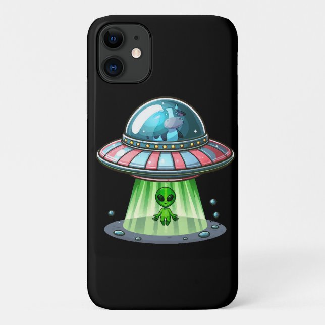 Funda De Case-Mate Para iPhone Alienígena que secuestra vacas (Reverso)