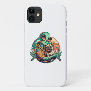Funda Para iPhone 11 Alienígena y Pug