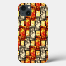 Funda Para iPhone 13 Alinear las piezas rectangulares rojizas y beige t