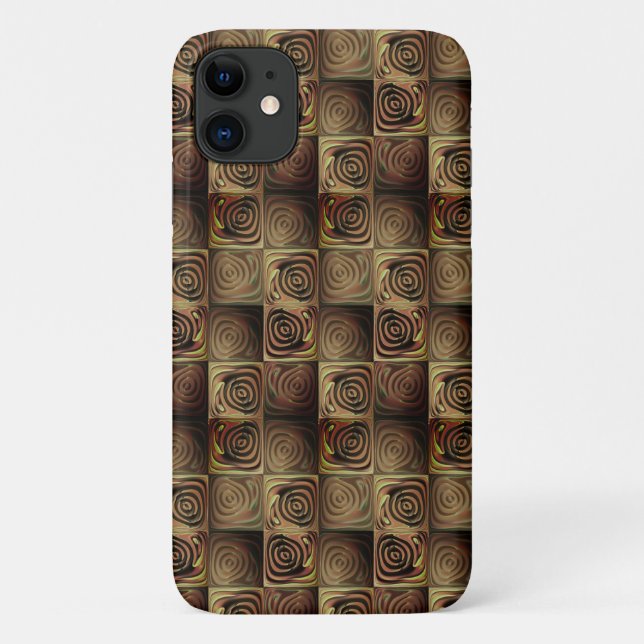 Funda De Case-Mate Para iPhone Alivio de cuadrados con círculos de gradiente marr (Reverso)