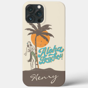 Funda Para iPhone 13 Pro Max Aloha Beach Hula Chica Hawaii Retro Hawái