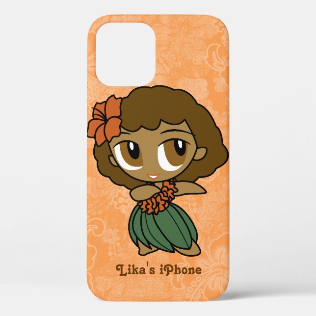 Funda De Case-Mate Para iPhone Aloha Honeys Naranja Hula Chica Hawaiian Hibiscus (Reverso )