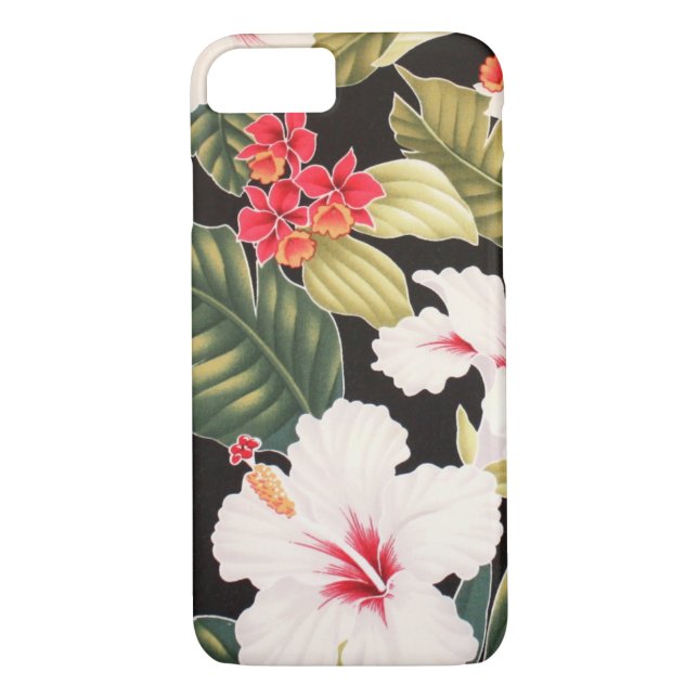 Funda De Case-Mate Para iPhone Aloha Shirt Hibiscus Black (Reverso)