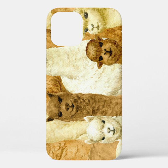 Funda De Case-Mate Para iPhone Alpacas acuarela, fondo dibujado a mano sin inconv (Reverso )