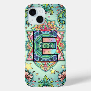 Funda Para iPhone 15 Alphabet E mandala