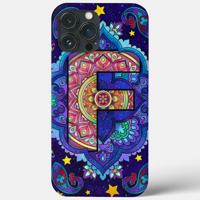 Funda De Case-Mate Para iPhone Alphabet F mandala (Reverso )