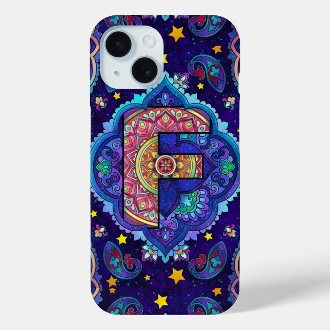 Funda De Case-Mate Para iPhone Alphabet F mandala (Reverso )