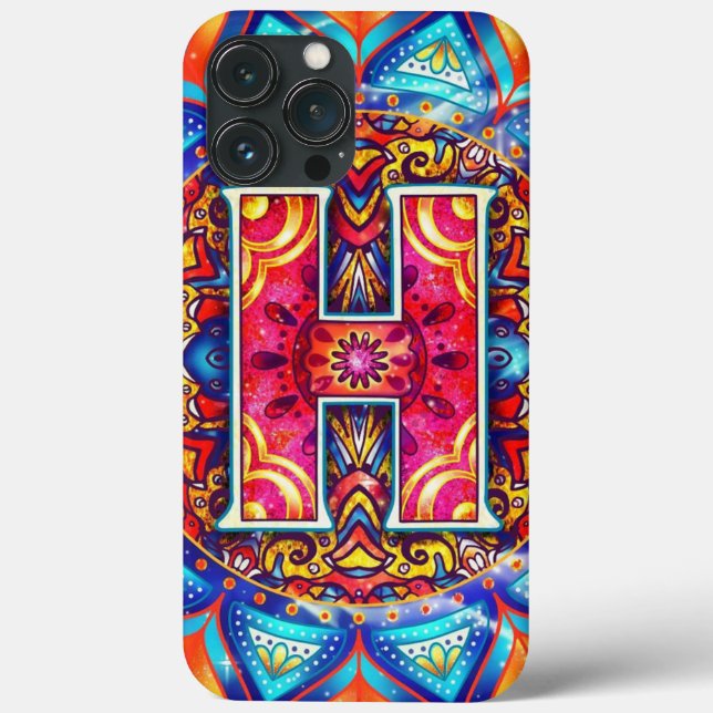 Funda De Case-Mate Para iPhone Alphabet H mandala (Reverso )
