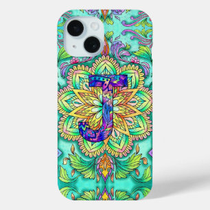 Funda Para iPhone 15 Alphabet J mandala