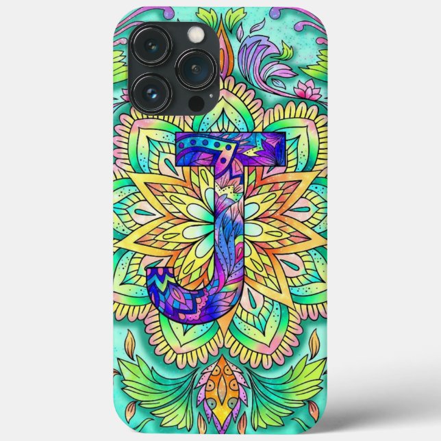 Funda De Case-Mate Para iPhone Alphabet J mandala (Reverso )