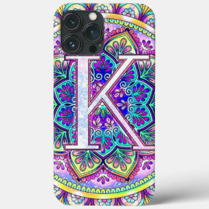 Funda Para iPhone 13 Pro Max Alphabet K mandala