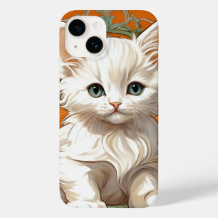 Funda Para iPhone 14 De Case-Mate Alphonse Mucha Art Nouveau Gatito Blanco