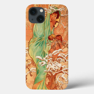 Funda Para iPhone 13 Alphonse Mucha Art Nouveau Invierno