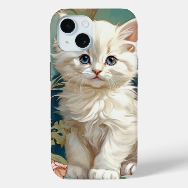 Funda De Case-Mate Para iPhone Alphonse Mucha Estilo Gato Blanco (Reverso )