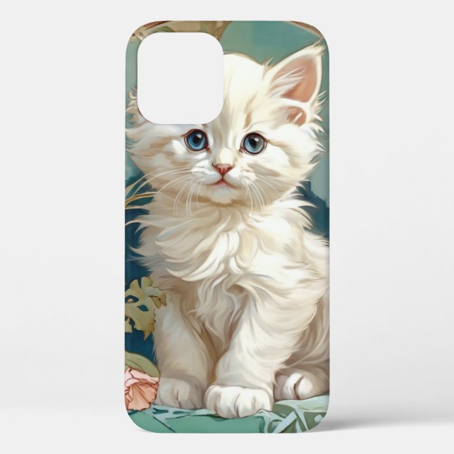 Funda De Case-Mate Para iPhone Alphonse Mucha Estilo Gato Blanco (Reverso )