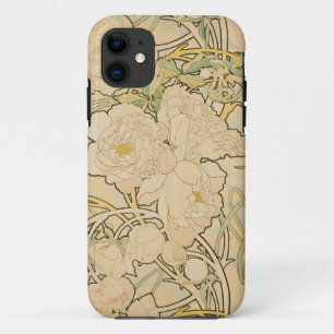 Funda Para iPhone 11 Alphonse Mucha Peonies Peony Rosas Fawn 1897