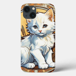 Funda Para iPhone 13 Alphonse Mucha Style Cat