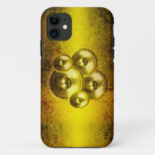 Funda Para iPhone 11 Altavoces de música grunge amarillo