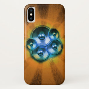 Funda Para iPhone X Altavoces de música y explosión de sol naranja