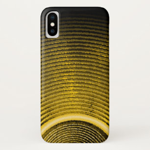 Funda Para iPhone X Altavoz de música amarilla y ondas de sonido