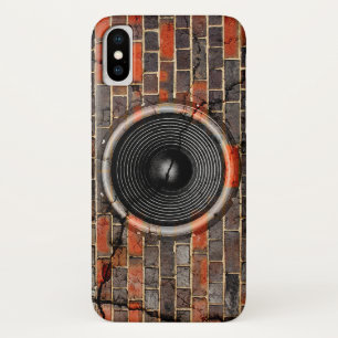 Funda Para iPhone X Altavoz de música en una pared de ladrillo agrieta