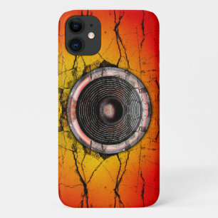Funda Para iPhone 11 Altavoz de música rojo y naranja agrietado