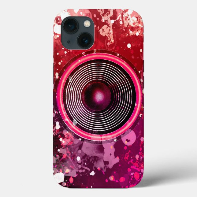 Funda De Case-Mate Para iPhone Altavoz de música y manchas de pintura (Reverso )
