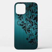 Aluminio y encaje negro con pincel azul-verde metá