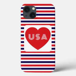 Funda Para iPhone 13 Ama la camiseta patriótica roja blanca y azul dive