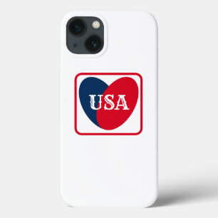 Funda Para iPhone 13 Ama la patriótica roja blanca y azul corazón simpl