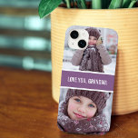 Funda Para iPhone 11 Ama moderno, abuela 2 fotos morado<br><div class="desc">El hermoso estuche para iPhone de diseño moderno cuenta con 2 de tus fotos favoritas en la parte superior y en la parte inferior con una banda violeta en el medio con tipografía. Personalizar la tipografía.</div>