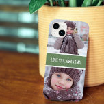 Funda Para iPhone 11 Ama moderno, abuela 2 fotos Verde<br><div class="desc">El hermoso estuche para iPhone de diseño moderno cuenta con 2 de tus fotos favoritas en la parte superior y en la parte inferior con una franja verde en el medio con tipografía.</div>