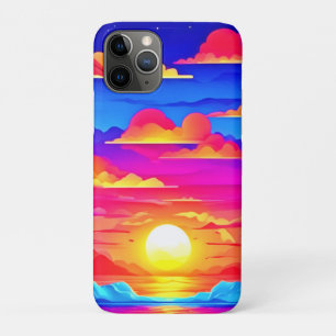 Funda Para iPhone 11 Pro Amanecer colorido del árbol de palmas