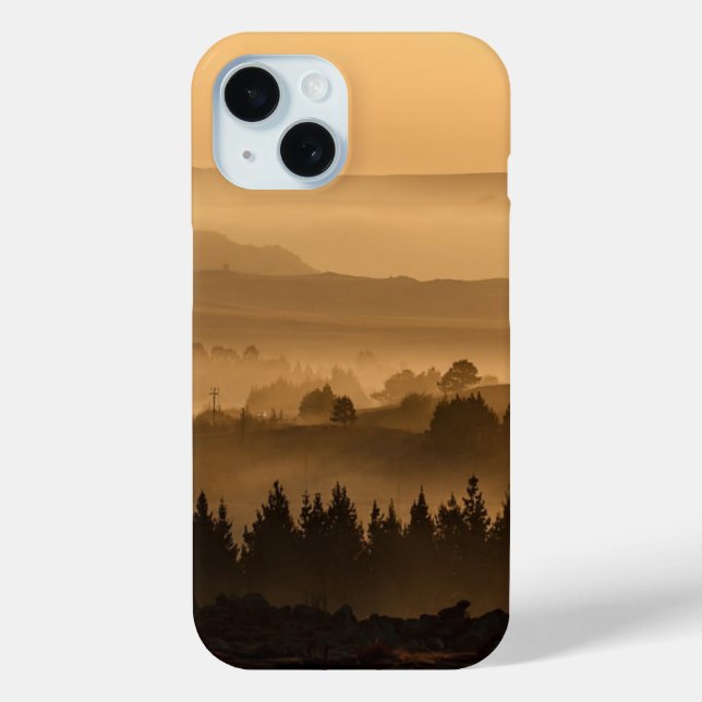 Funda De Case-Mate Para iPhone Amanecer sobre el paisaje de Misty Rolling Hills (Reverso )