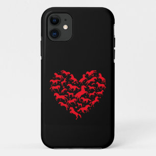 Funda Para iPhone 11 Amante de los Animales Caballo Corazón Divertido C
