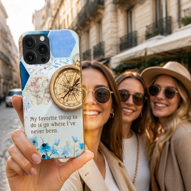 Funda De Case-Mate Para iPhone Amante de los Viajes | Brújula Dorada (Subido por el creador)