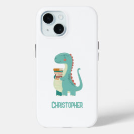 Funda Para iPhone 15 Amante del libro de dinosaurios adorable con nombr