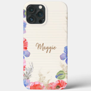 Funda Para iPhone 13 Pro Max Amantes de las flores bonito escritura en monogram