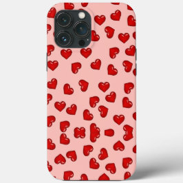 Funda Para iPhone 13 Pro Max Amantes del corazón rojo en Rubor rosa
