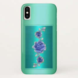 Funda Para iPhone X Amantes del Rosa Diseñar regalo azul metálico