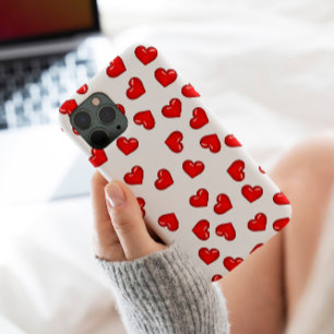 Funda Para iPhone 13 Pro Max Amantes elegantes Corazón rojo estampado en blanco
