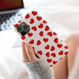 Funda Para iPhone 13 Pro Max Amantes elegantes Patrón de corazón rojo sobre bla
