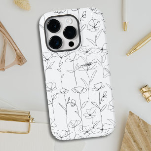 Funda Para iPhone 14 Pro De Case-Mate Amapola Flor Silvestre Floral Minimalista en Blanc