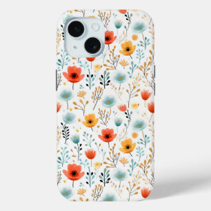 Funda Para iPhone 15 Amapolas Coloridas Estampado Floral