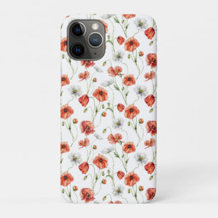 Funda Para iPhone 11 Pro Amapolas de pradera y flores silvestres blancas en