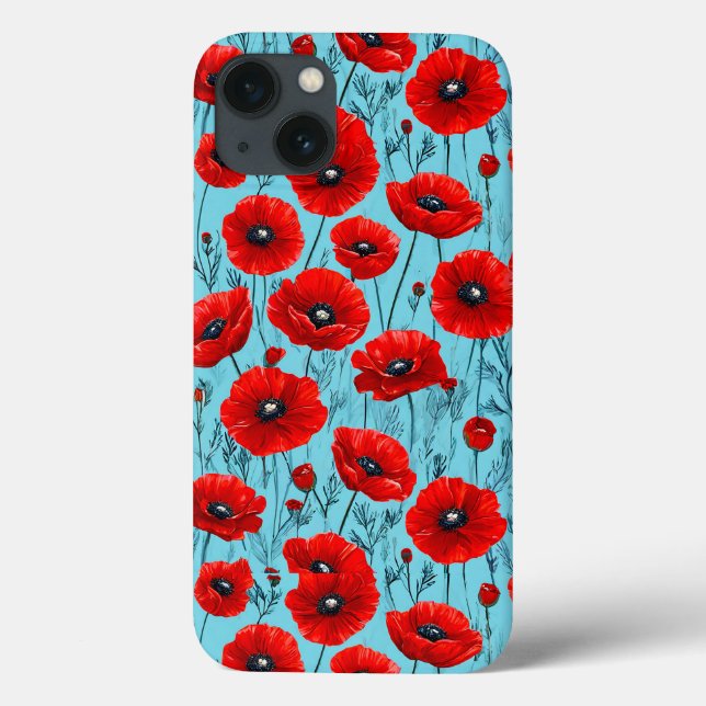 Funda De Case-Mate Para iPhone Amapolas Rojas Flores Regalo perfecto para amantes (Reverso)