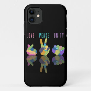 Funda Para iPhone 11 Amar la paz, unidad y Rótulo