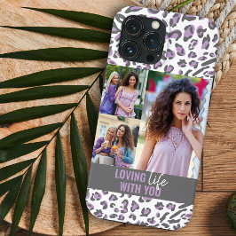 Funda Para iPhone 13 Pro Max Amar la vida con tu leopardo Imprimir 3 Foto Lilac